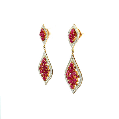 Earrings w/ Ruby & Diamonds