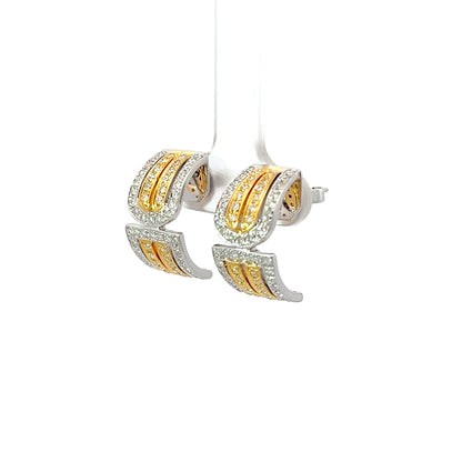 Earrings w/ Diamonds 18K White Gold & Yellow Gold