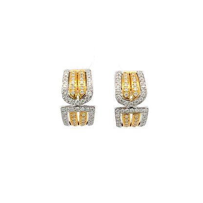 Earrings w/ Diamonds 18K White Gold & Yellow Gold