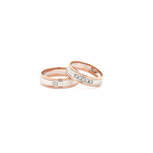 Ring Bands w/ Diamonds 18K White Gold & Rose Gold