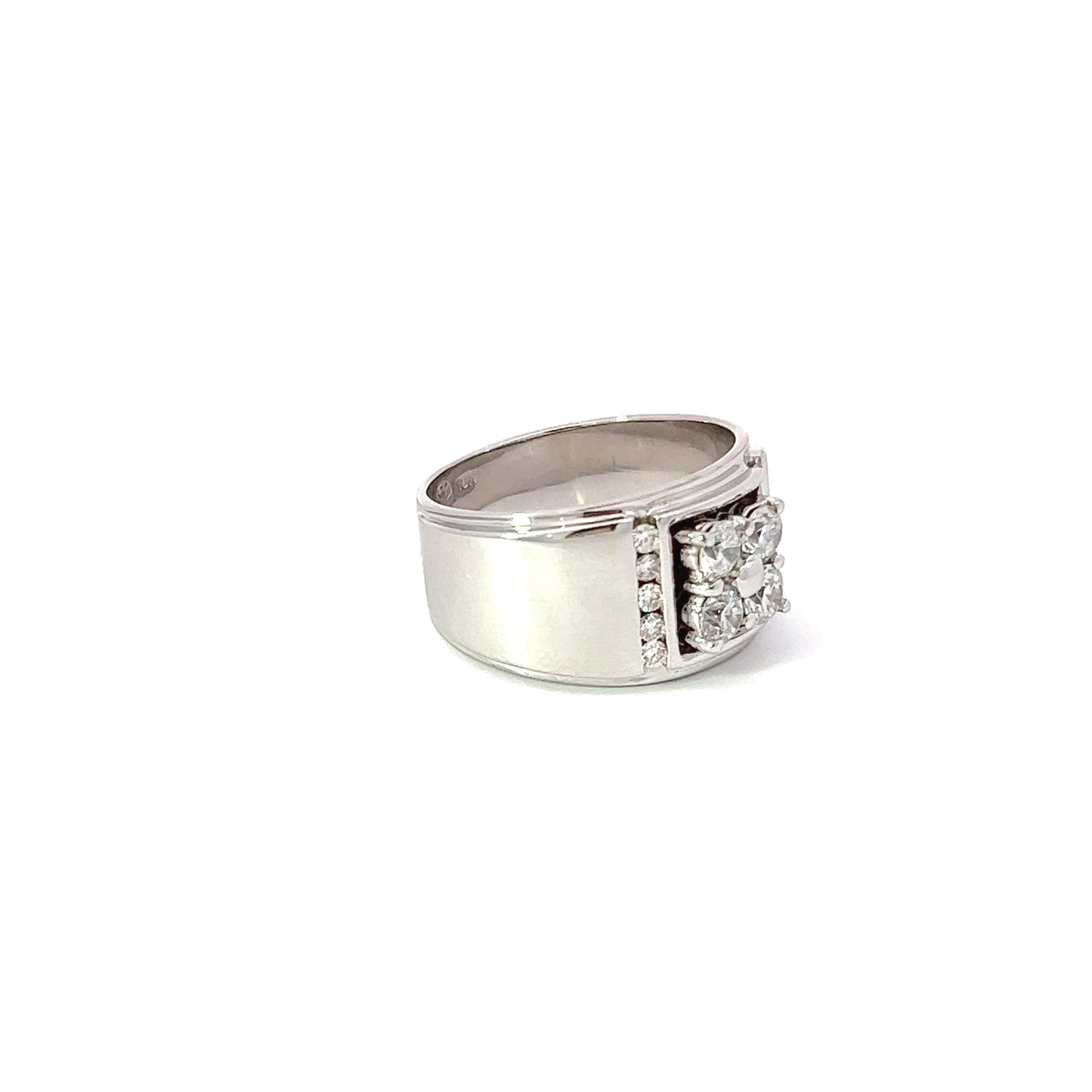 Men's Ring w/ Diamonds (.94 carat) & Side Diamonds 18K White Gold