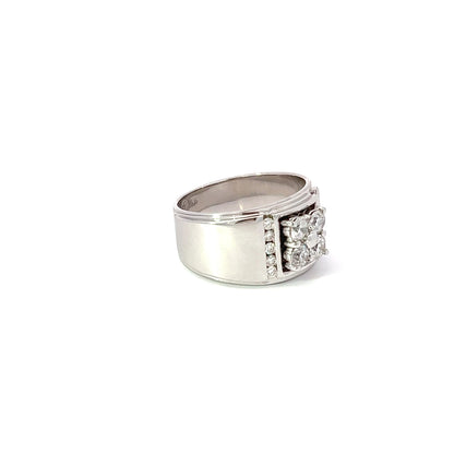 Men's Ring w/ Diamonds (.94 carat) & Side Diamonds 18K White Gold