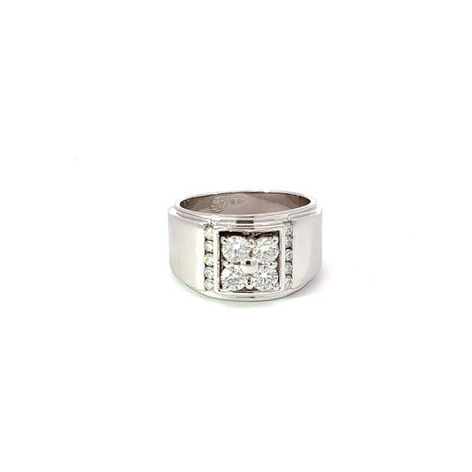 Men's Ring w/ Diamonds (.94 carat) & Side Diamonds 18K White Gold