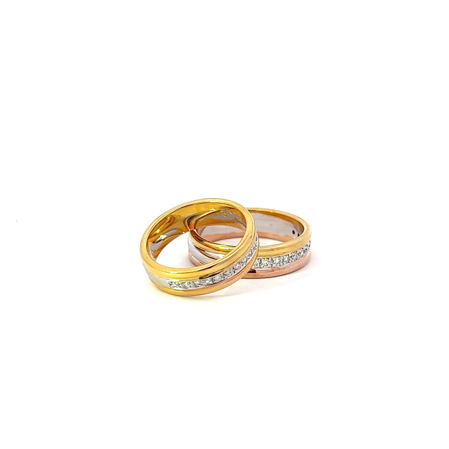 Ring Band w/ Diamonds 18K Yellow Gold & White Gold