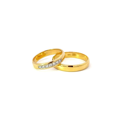 Ring Bands w/ Diamonds 18K Yellow Gold