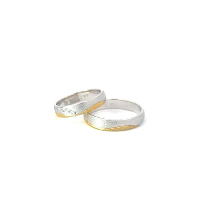 Ring Bands w/ Diamonds 18K Yellow Gold & White Gold