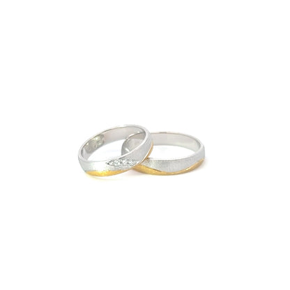 Ring Bands w/ Diamonds 18K Yellow Gold & White Gold