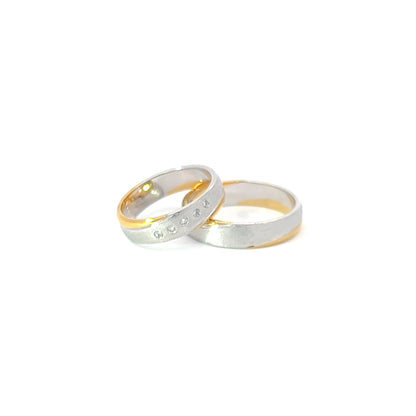 Ring Bands w/ Diamonds 18K Yellow Gold & White Gold