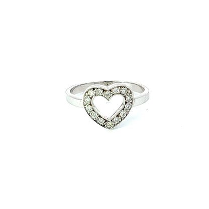 Ring Heart w/ Diamonds 14K White Gold