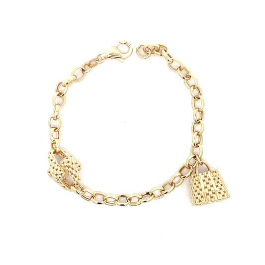 Bracelet Forzentina Knot w/ Bag Charm 18K Yellow Gold