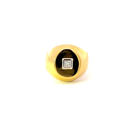 Men's Ring w/ Princess-cut Diamond (.16 carat) 18K Yellow Gold