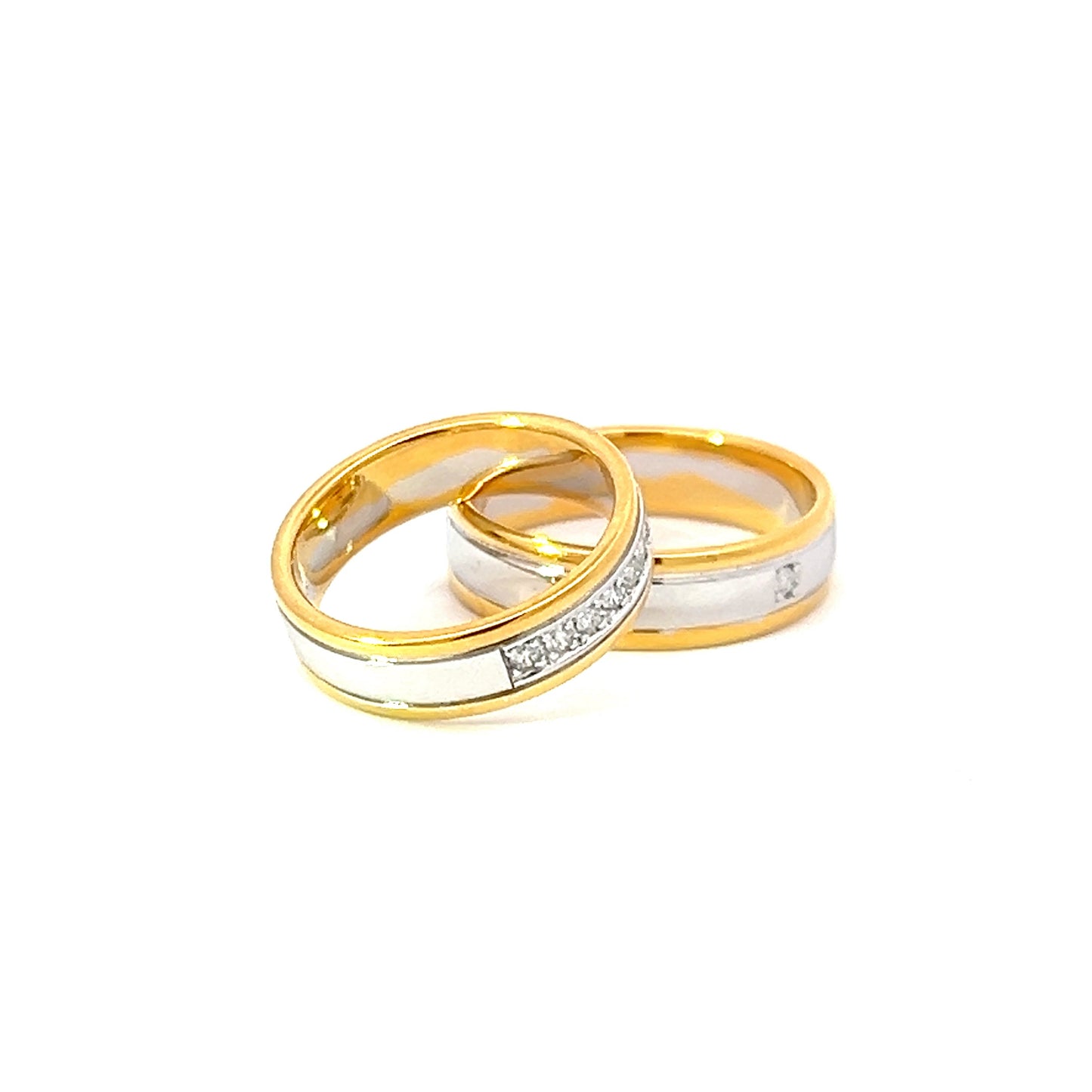 Ring Bands w/ Diamonds 18K Yellow Gold & White Gold