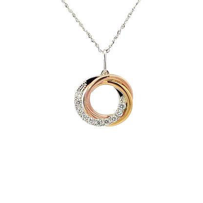 Pendant w/ Diamonds 18K Tricolor