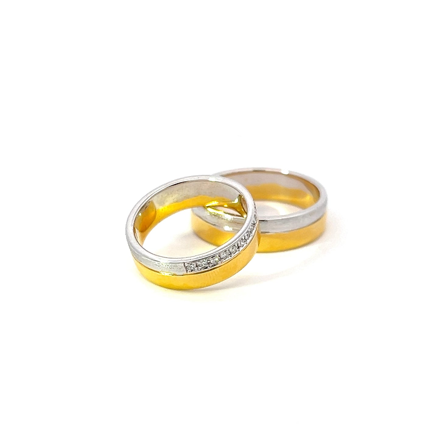 Ring Bands w/ Diamonds 18K Yellow Gold & White Gold