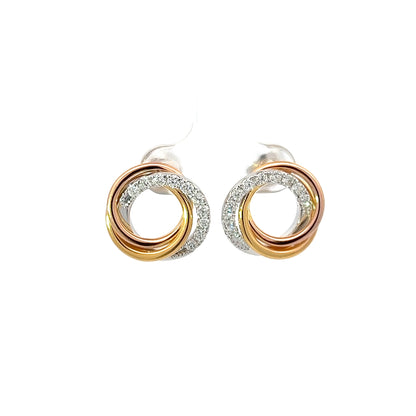 Earrings w/ Diamonds 18K Tricolor