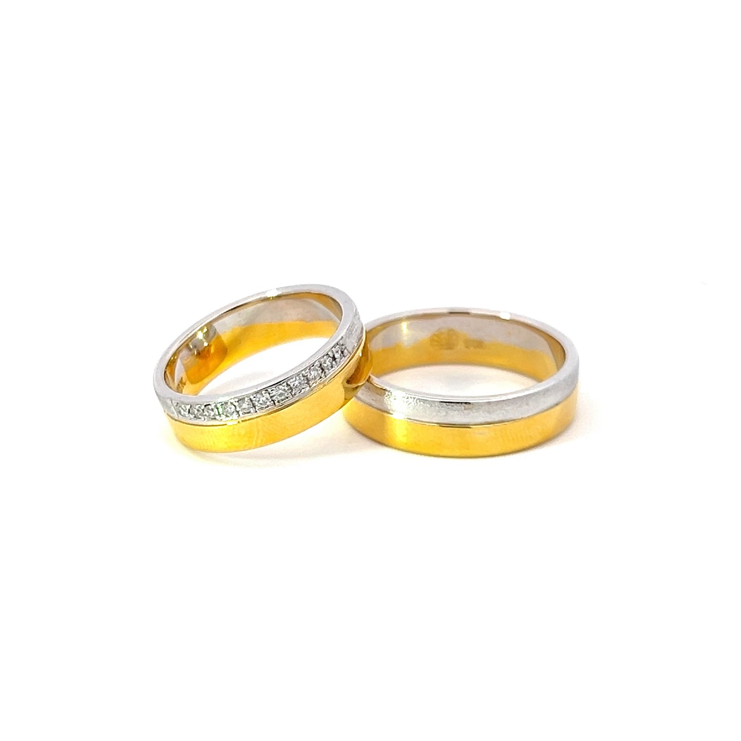 Ring Bands w/ Diamonds 18K Yellow Gold & White Gold