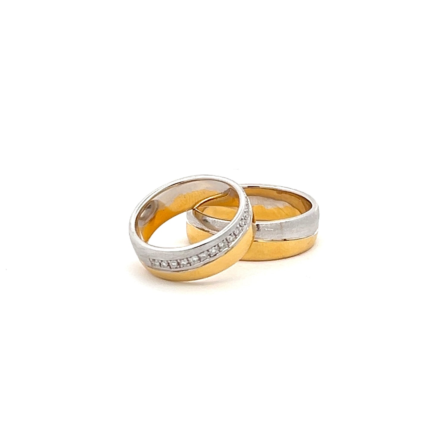 Ring Bands w/ Diamonds 18K Yellow Gold & White Gold