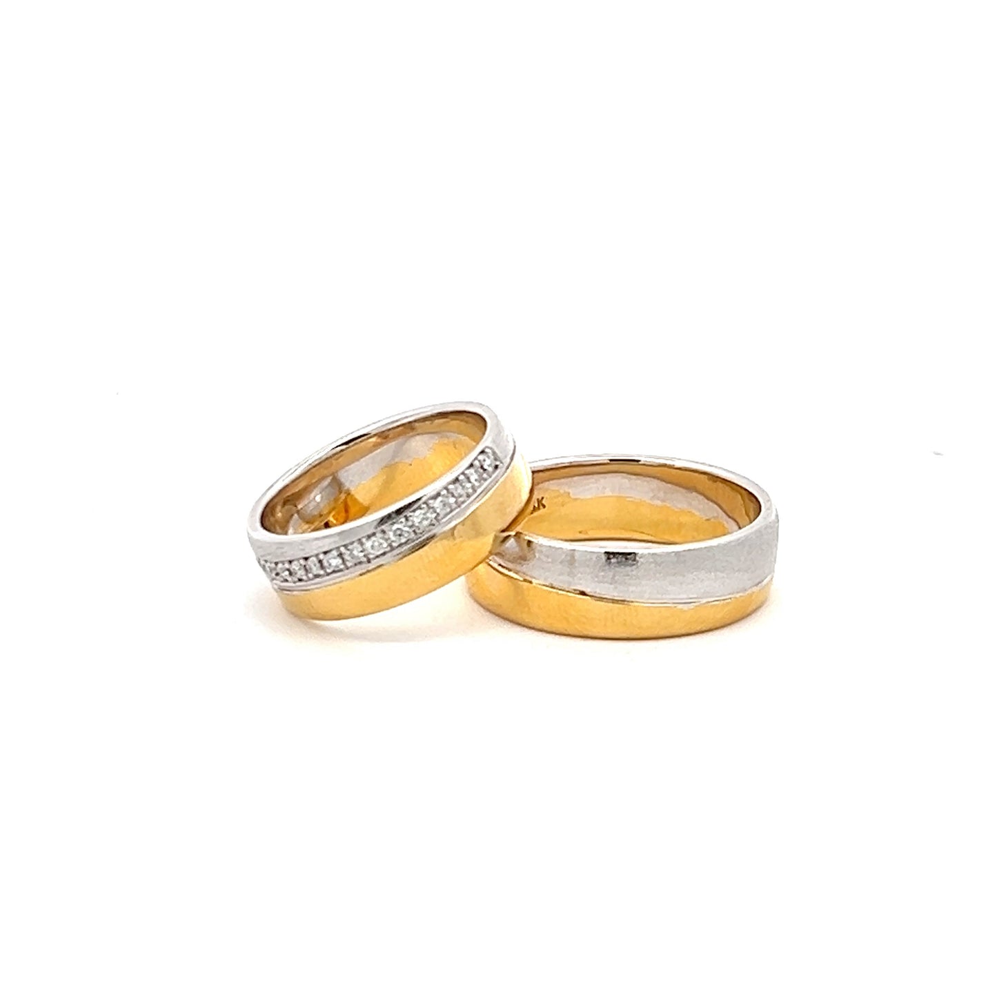 Ring Bands w/ Diamonds 18K Yellow Gold & White Gold