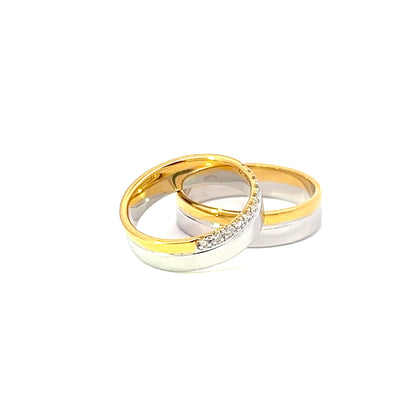 Ring Bands w/ Diamonds 18K Yellow Gold & White Gold