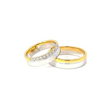 Ring Bands w/ Diamonds 18K Yellow Gold & White Gold