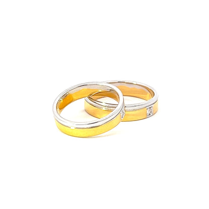 Ring Bands w/ Diamonds 18K Yellow Gold & White Gold