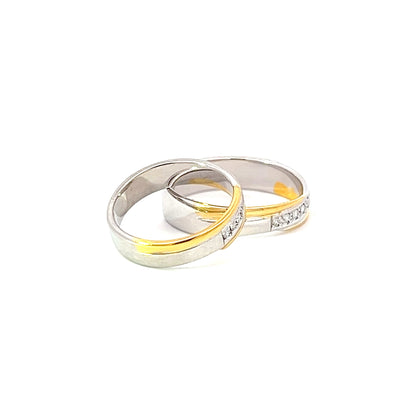 Ring Bands w/ Diamonds 18K Yellow Gold & White Gold