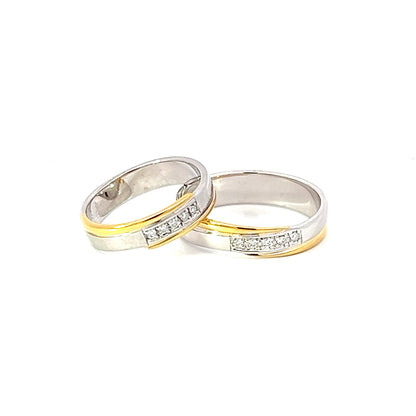 Ring Bands w/ Diamonds 18K Yellow Gold & White Gold