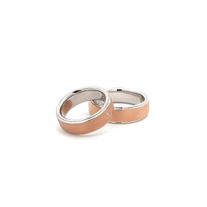 Ring Bands w/ Diamond 18K Rose Gold & White Gold