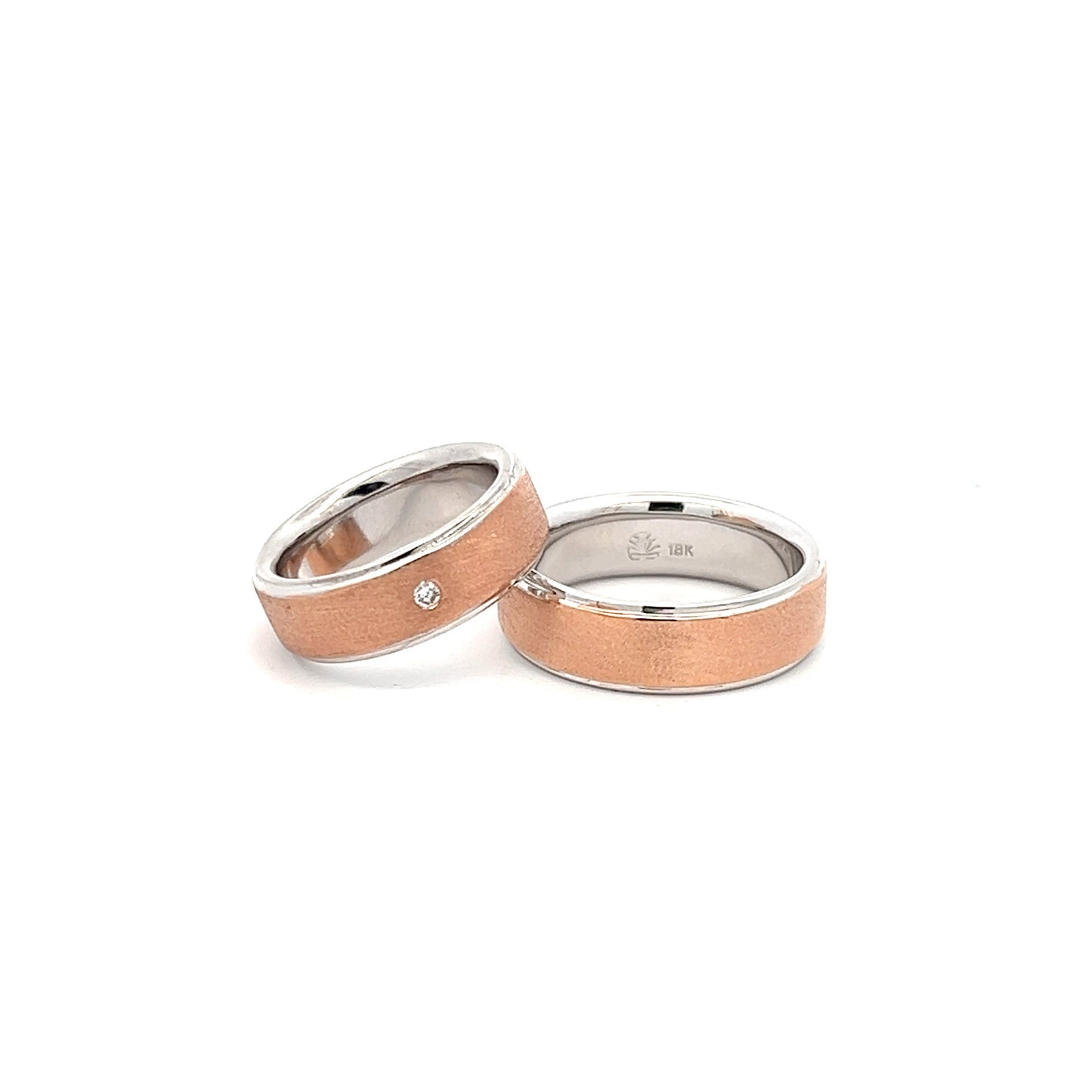 Ring Bands w/ Diamond 18K Rose Gold & White Gold