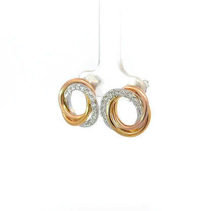 Earrings w/ Diamonds 18K Tricolor