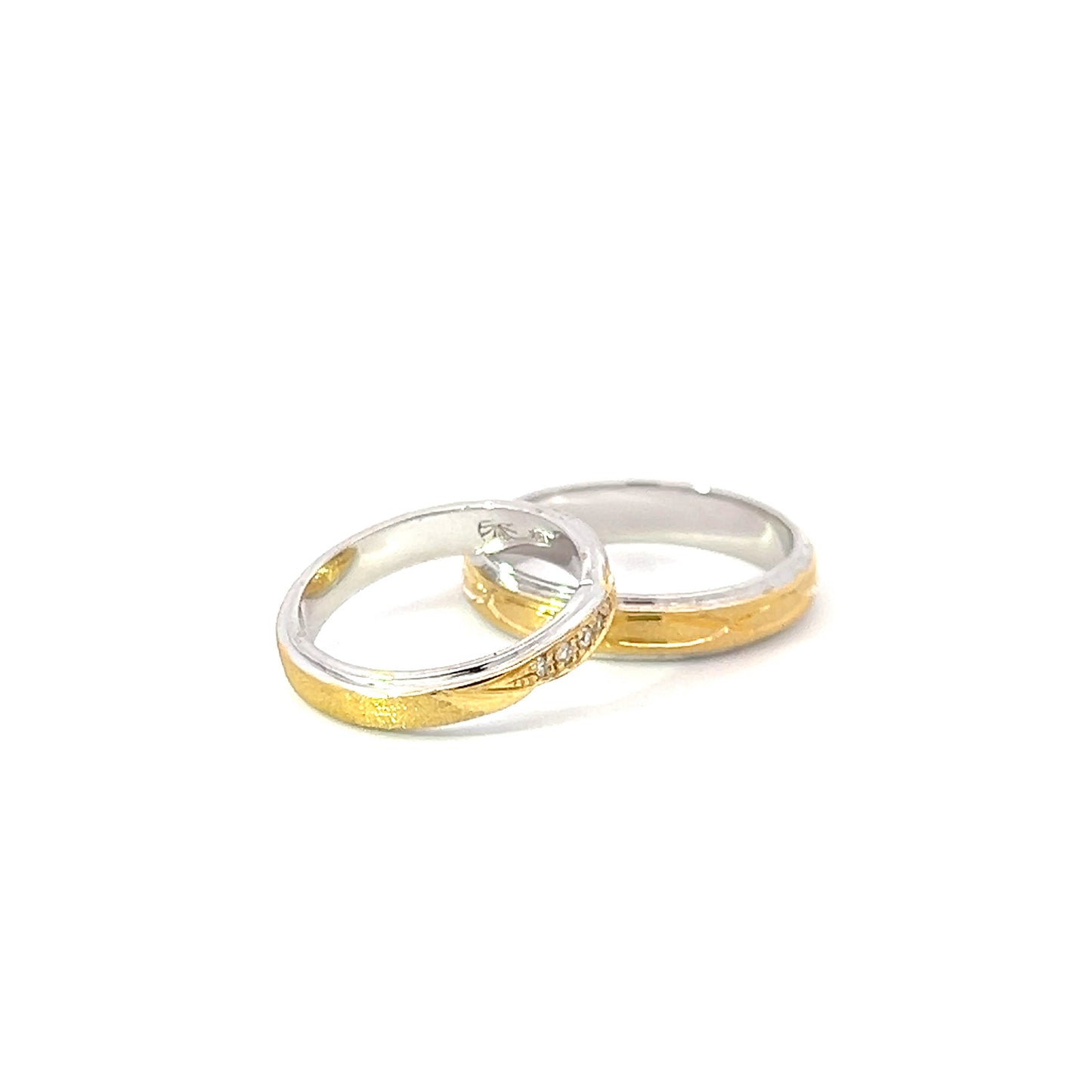 Ring Bands w/ Diamonds 18K Yellow Gold & White Gold