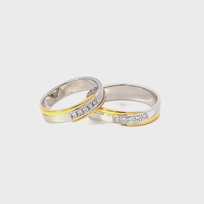 Ring Bands w/ Diamonds 18K Yellow Gold & White Gold