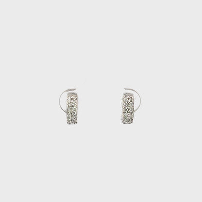 Earrings Huggie w/ Diamonds 18K White Gold