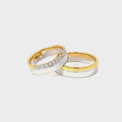 Ring Bands w/ Diamonds 18K Yellow Gold & White Gold