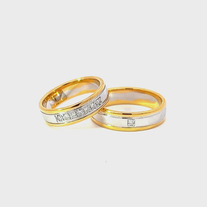 Ring Bands w/ Diamonds 18K Yellow Gold & White Gold