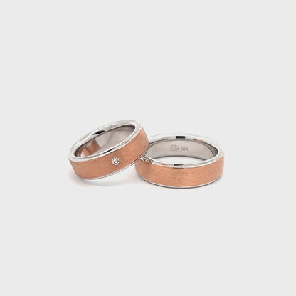 Ring Bands w/ Diamond 18K Rose Gold & White Gold