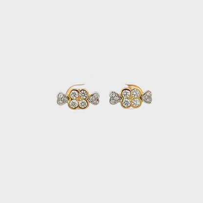 Earrings w/ Diamonds & Side Diamonds 18K Yellow Gold