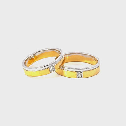 Ring Bands w/ Diamonds 18K Yellow Gold & White Gold