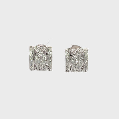 Earrings w/ Diamonds 18K White Gold