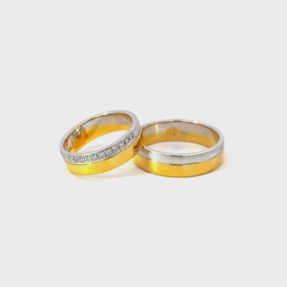 Ring Bands w/ Diamonds 18K Yellow Gold & White Gold