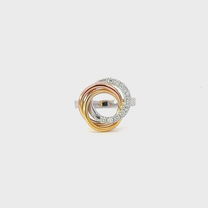 Lady's Ring w/ Diamonds 18K Tricolor