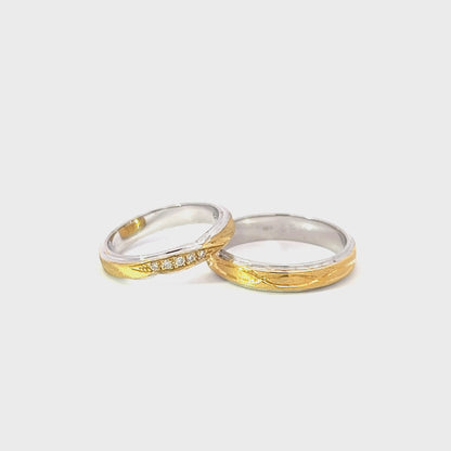 Ring Bands w/ Diamonds 18K Yellow Gold & White Gold