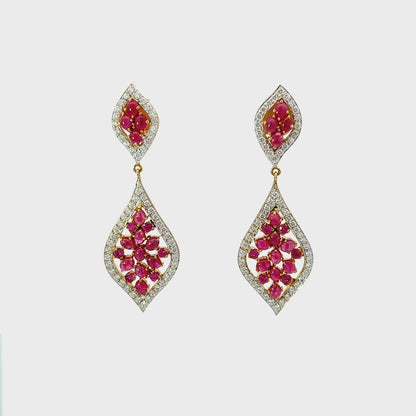 Earrings w/ Ruby & Diamonds