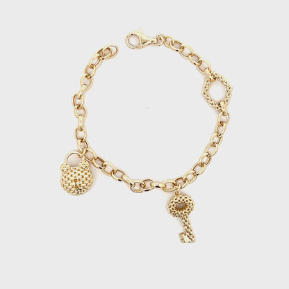 Bracelet Forzentina w/ Key & Bag Charm 18K Yellow Gold